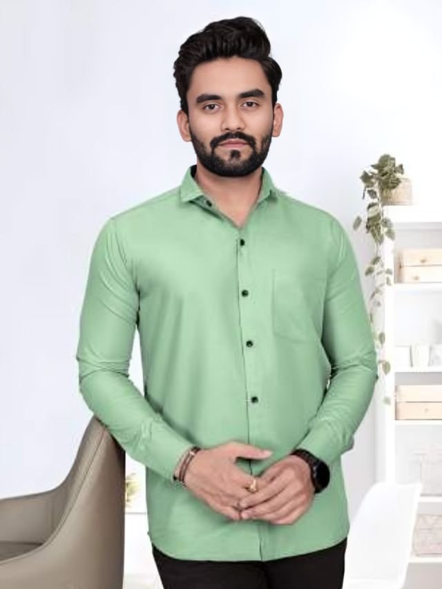 Mens Plain Green Color Shirt