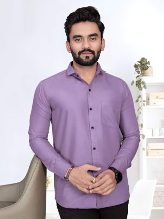 Mens Plain Lavender Color Shirt