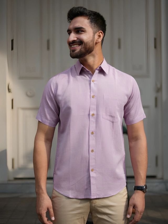 Plain Lavender Shirts For Men