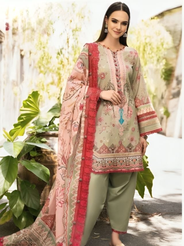 Printed Lawn Cotton Dress Material For Ladies